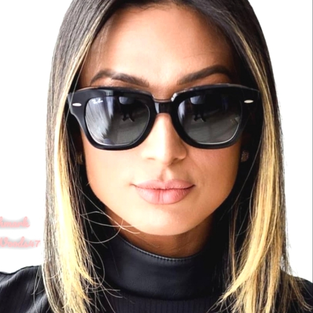 RayBan State Street Black Frame RB2186 Green Lens Unisex New